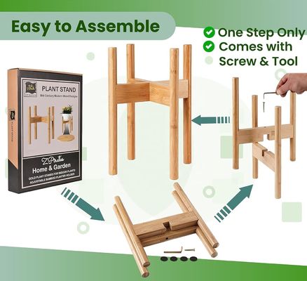 調整可能な竹木植物スタンド 8 10 と 12 インチポットと花瓶のための理想的な