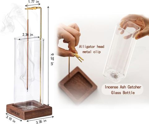 環境用 木製の香料ホルダーとガラス灰キャッチャー 防灰香料バーナー