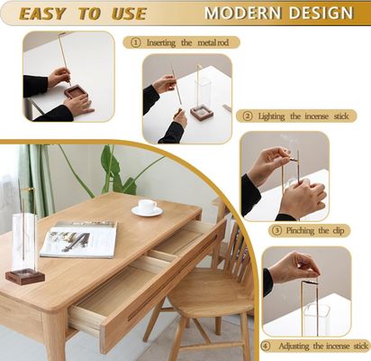 環境用 木製の香料ホルダーとガラス灰キャッチャー 防灰香料バーナー