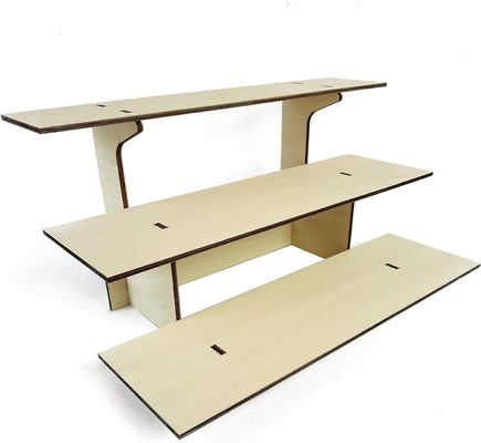 3階層の直線木製の卓球用展示用ラック