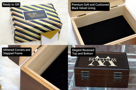 6.2*6.2*4.48 パーソナライズされた木製の箱 テーブルウェア 5周年記念プレゼントの箱