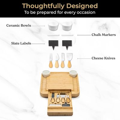 カスタマイズされた竹 天然色のチーズボードとナイフセット チョコレートボード ギフトセット