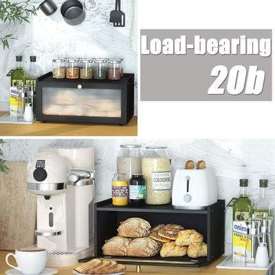 ギフトパッケージ 2層 大型 モダン バンブー 黒パンボックス 木製パン 窓付き 収納箱