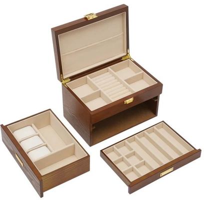 3 層 手作り クリスタルロック 宝石 オーガナイザー ケース イヤリング 指輪 ネックレス 時計