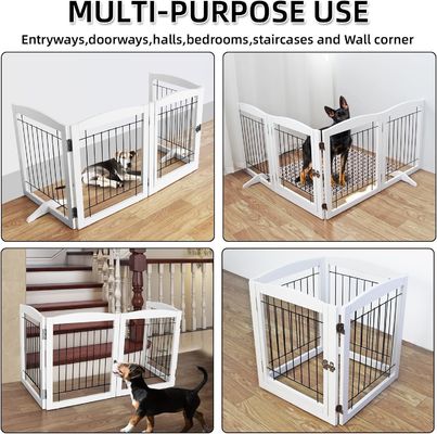 家電 木製の子犬ゲート 階段 フリースタンド 折りたたむ扉