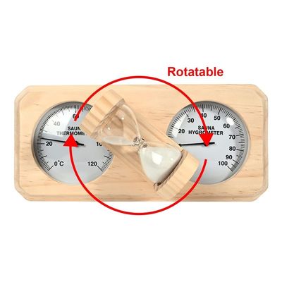 モダンなデザイン 3 in 1 木製サウナ温度計と湿度計 15分砂時計タイマー