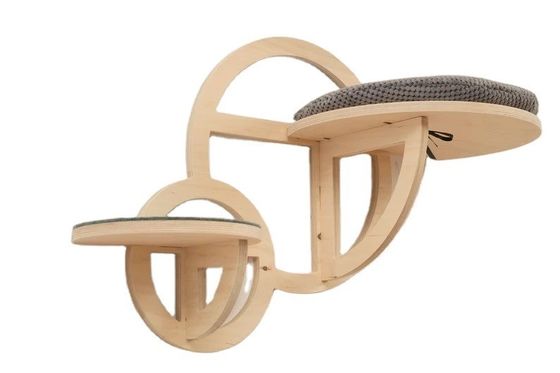 現代の猫家具 ステップとシルクスクリーン印刷付きの木製の猫の登り壁