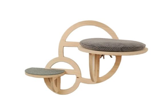 現代の猫家具 ステップとシルクスクリーン印刷付きの木製の猫の登り壁