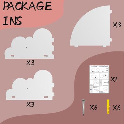 カスタムオーダー受付 木製雲コーナー壁ディスプレイシェルフ