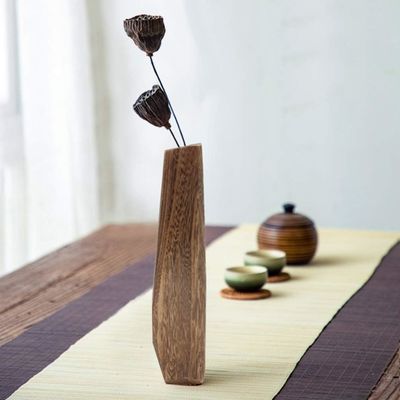 室内装飾 手作りデザインの木製花瓶と純粋な色のガラスホルダー