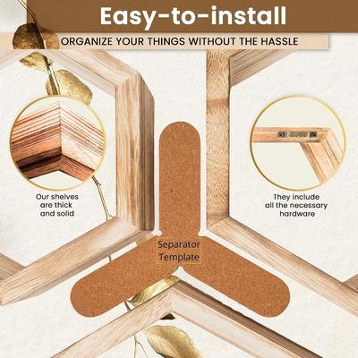 オーダーメイドの焼いたデザインと写真フレームの5つの六角浮遊棚セット