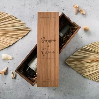 シルクスクリーン印刷 パインワイン 婚約と結婚式のためのシャンパンボックス 35x11x11cm