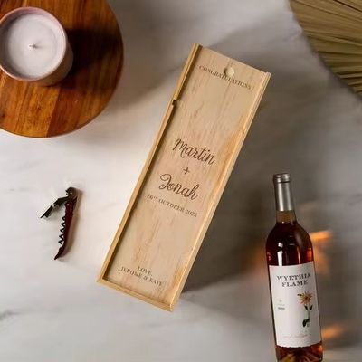 シルクスクリーン印刷 パインワイン 婚約と結婚式のためのシャンパンボックス 35x11x11cm