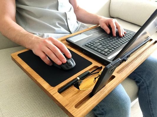 ポータブル 木製 コンピュータ トレイ マウス パッド と ワーク ステーション の 折りたたみ できない オーク スタンド