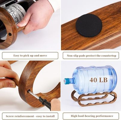 カビネットカスタム注文のための手作りアカシア2階ワインラックと水瓶オーガナイザー