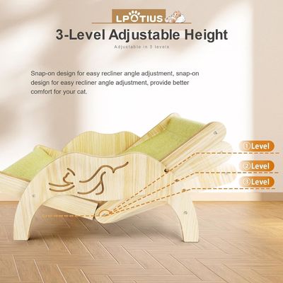 202407 快適な猫の寝台 室内 レーザー彫刻印刷付き 調整可能な木製の猫椅子
