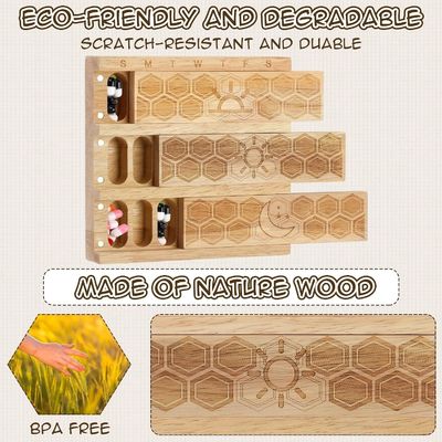 コンパクト木製 週用錠剤 オーガナイザー 保持器 日用薬剤 薬剤 整理器 薬剤 容器