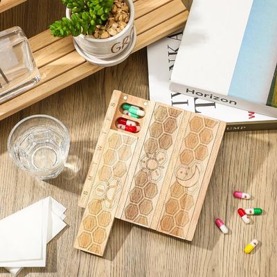 コンパクト木製 週用錠剤 オーガナイザー 保持器 日用薬剤 薬剤 整理器 薬剤 容器
