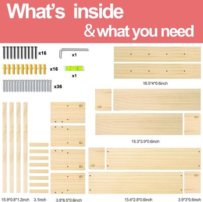 木製のフック 本棚 天然木 壁に設置された棚 幼稚園の装飾の保管
