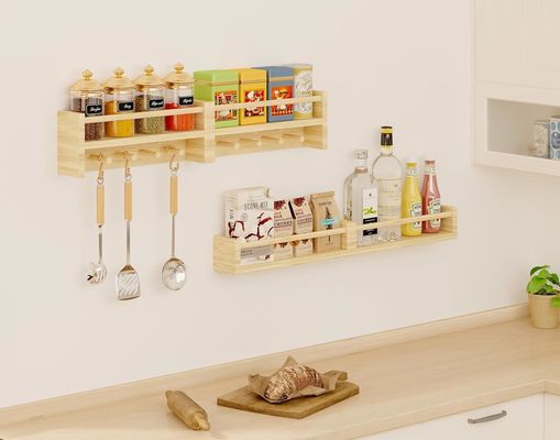 木製のフック 本棚 天然木 壁に設置された棚 幼稚園の装飾の保管