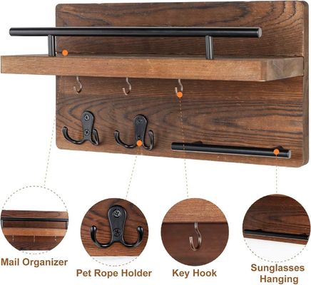 壁 木製の鍵鎖 4つのダブルフック付きの倉庫 農家の入り口の装飾