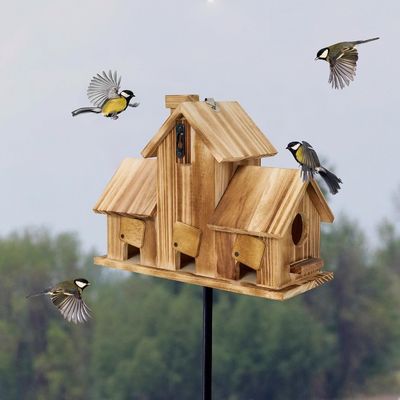 木製の屋外3穴鳥居 庭の生息地のための木材で手作り