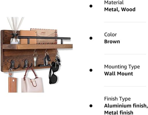 壁 木製の鍵鎖 4つのダブルフック付きの倉庫 農家の入り口の装飾