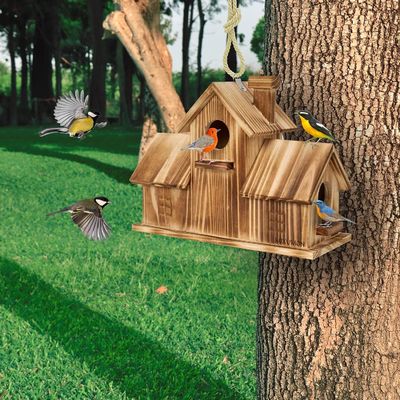 木製の屋外3穴鳥居 庭の生息地のための木材で手作り