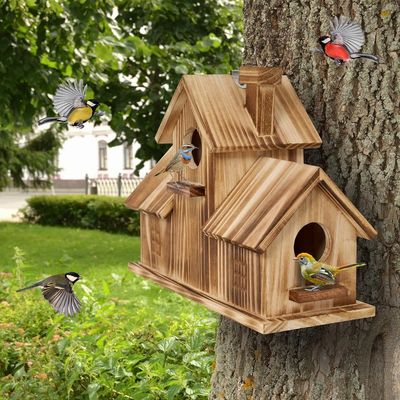 木製の屋外3穴鳥居 庭の生息地のための木材で手作り