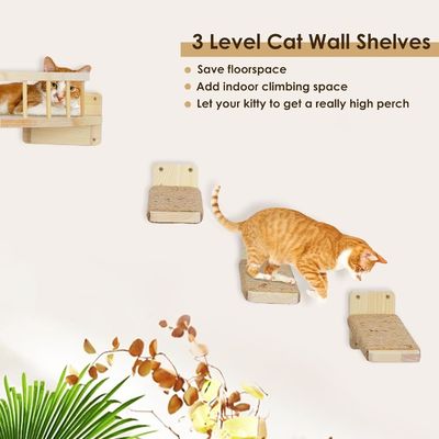 ステンカラー 壁掛け 猫用棚とベランダ 持続可能な木造デザイン 壁掛け