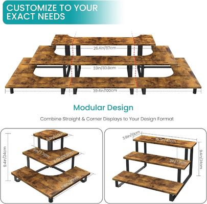 オールシーズン 木製 3 ステップ ディスプレイ リザー スタンド バンブー ストレート ディスプレイ ラック 小売用