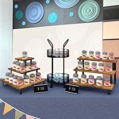 オールシーズン 木製 3 ステップ ディスプレイ リザー スタンド バンブー ストレート ディスプレイ ラック 小売用