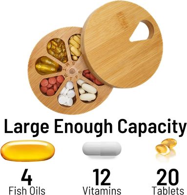 202405 木製 日常 週 旅行 錠剤 オーガナイザー 錠剤ホルダー ビタミン 薬 ケース ボックス