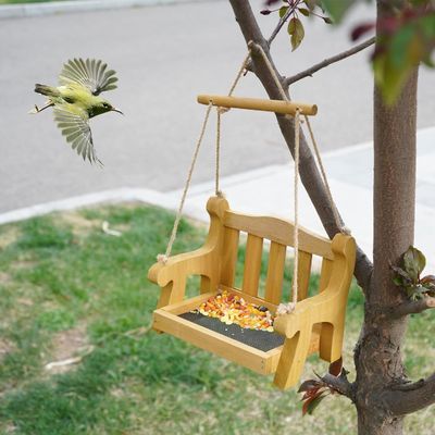環境用 スイングチェア 鳥の餌 掛け付き 2本木のベンチセット