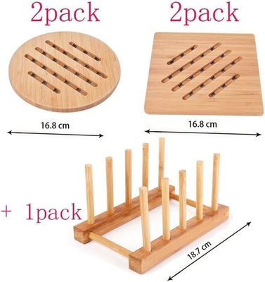 CLASSIC デザイン スタイル バンブー ホットパッド トリベット 天然 バンブー トリベット マット セット ホット 食器