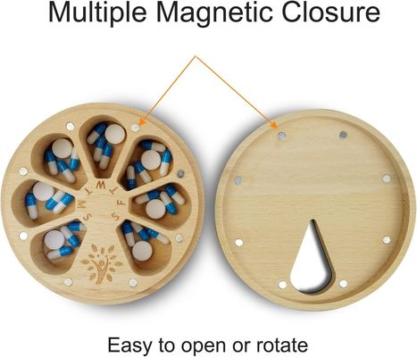 7日間の錠剤ホルダー 木製 薬とビタミンのための週間の錠剤オーガナイザー