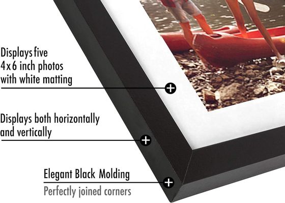 8X24 4X6 黒木製写真枠 破裂耐ガラス オーダーメイドロゴ