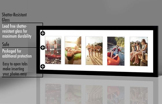 8X24 4X6 黒木製写真枠 破裂耐ガラス オーダーメイドロゴ