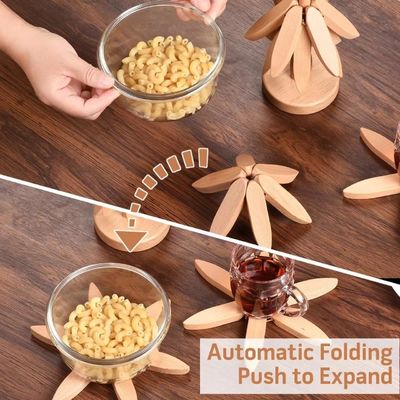 シルクスクリーン プリント ビック木 コスターとホルダー 熱い皿 木形 トリベットセット