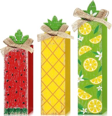 夏の木製テーブルブロックサイン レモン層トレイ装飾 木製家具 レーザー彫刻