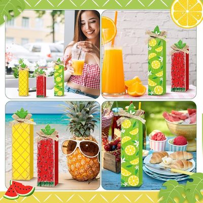 夏の木製テーブルブロックサイン レモン層トレイ装飾 木製家具 レーザー彫刻