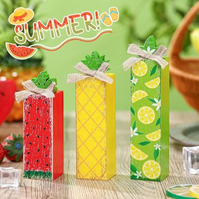 夏の木製テーブルブロックサイン レモン層トレイ装飾 木製家具 レーザー彫刻