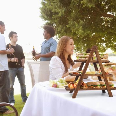 受け入れ オーダーメイド 木製 3 層 サービス トレイ 3 層 カップケーキ スタンド ギフト ストア