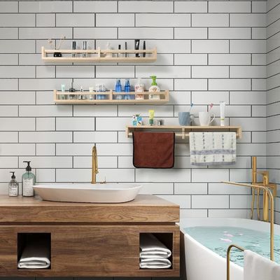 壁掛け棚 3本の木製の浮遊本棚セット 子供の部屋の装飾と保管