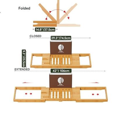 拡張可能な木製 バスタブ トレイ キャディ 本と電話ホルダー オーダーメイド ロゴ 受け入れられる