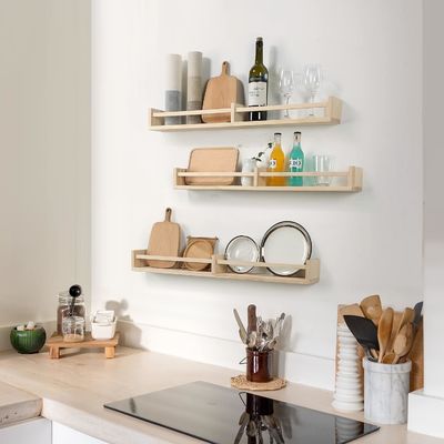 壁掛け棚 3本の木製の浮遊本棚セット 子供の部屋の装飾と保管