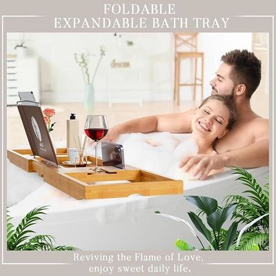 拡張可能な木製 バスタブ トレイ キャディ 本と電話ホルダー オーダーメイド ロゴ 受け入れられる