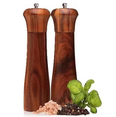 2 8インチアカシア木製塩と胡桃の磨き機セット 調整可能な陶磁磨き機セット