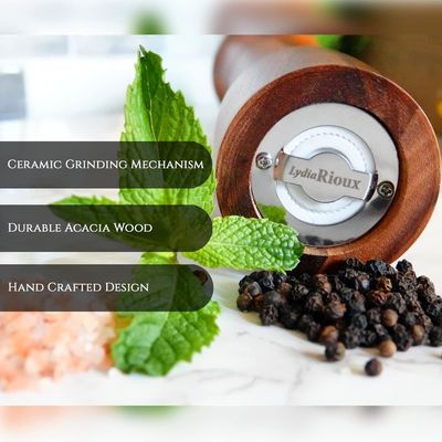 2 8インチアカシア木製塩と胡桃の磨き機セット 調整可能な陶磁磨き機セット