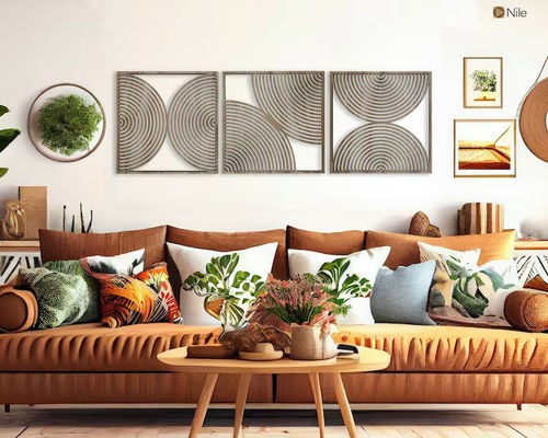 3本セット ボーホー ホーム ギフト 中世紀近代的なスタイルとカスタムロゴの大きな木製壁画